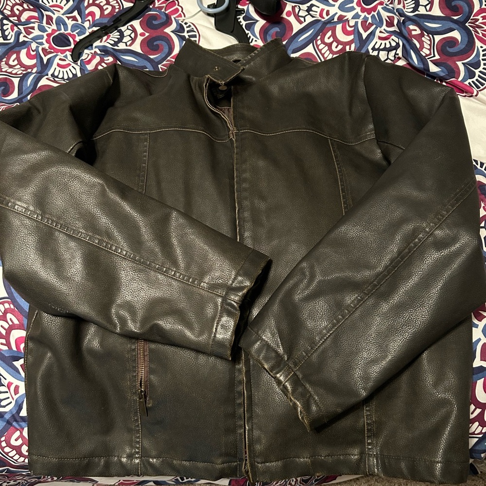 leather bomber jacket